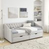 King Size Upholstered Grey Bed Frame with Headboard and Storage 3