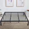 VECELO Queen Size Platform Bed Frame with Wood Headboard in Black 4