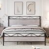 GAOMON Queen Metal Bed Frame with Light Gray Headboard, Easy Assembly