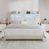 Queen Size Bed Frame with Storage Headboard and Charging Station 4