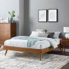King Size Wood Platform Bed Frame Storage with Bookcase Headboard 3