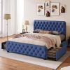 Bamboo Bed Frame with Headboard Solid Wood Platform Heavy Duty 3