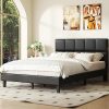SUNLEI Full Bed Frame with Leather Tufted Headboard – No Box Spring