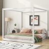 King Size Canopy Platform Bed with Support Legs in White Finish