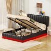 Twin Size Upholstered Platform Bed Frame with LED Lights and Tufted Headboard 3