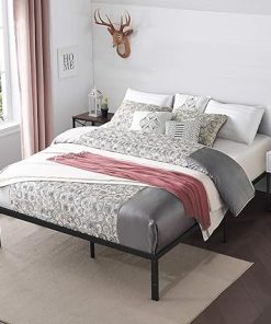 VECELO Heavy Duty Metal Platform Bed Frame for Queen Mattress Black