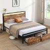 Farmhouse King Size Wood Bed Frame with Storage Drawers and Charging Station 3