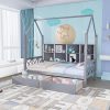 Wooden Storage Daybed with Drawers, Shelves, USB Ports, White 4