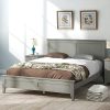 King Size Platform Bed Frame with Wingback Headboard and Rivets 3