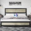 Full Size Wooden Bed Frame with Bookcase Headboard and Drawers 4