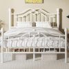 Modern Queen Metal Bed Frame with Headboard and Storage Solution