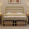 Giantex Twin Bed Frame for Kids Modern Upholstered Navy Blue Design 4