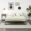 Queen Size Sleigh Bed Frame with Wingback Headboard in Brown 3