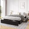 KOMFOTT Full Size Wood Bed Frame with Headboard and Storage Space 3