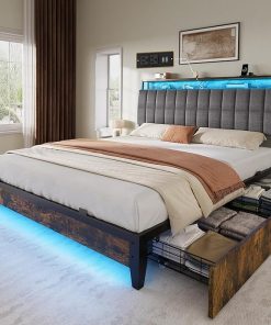 YITAHOME Full Size Bed Frame with RGB Lights and 4 Storage Drawers
