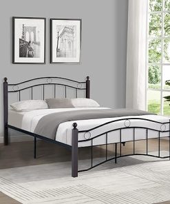 Full Size Metal Bed Frame with Vintage Headboard and Storage Solutions 2