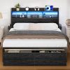 Yaheetech Queen Upholstered Bed Frame with Tufted Headboard Light Gray 3