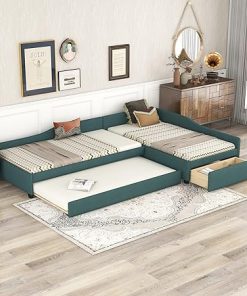 Merax Twin Size Upholstered Daybed with Trundle and Storage Drawer