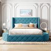 Queen Bed Frame with Natural Rattan Headboard and LED Lights 4