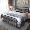 Georgina Mid Century Modern Bed Frame with Geometric Headboard King 3