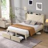 Full Bed Frame with Charging Station and Storage Drawers  
Full Size Platform Bed with Stylish Headboard and Comfort  
Heavy Duty Upholstered Full Bed Frame No Box Spring Required 3