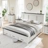 Queen Size Upholstered Platform Bed Frame with Wingback Headboard 4