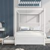Twin Size Upholstered Platform Bed with Trundle for Kids and Teens 4