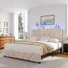 Modern Upholstered Queen Bed Frame in Dark Grey Charcoal Linen 3