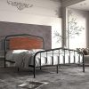 Heavy Duty Walnut Full Bed Frame with Wooden Headboard No Box Spring