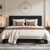 Rustic Solid Wood Platform Bed with Rattan Headboard Full Frame 3