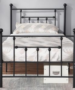 VECELO Twin Metal Bed Frame with Headboard and Footboard, Black