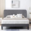 Queen Bed Frame with 4 Storage Drawers Grey Upholstered Platform 3