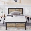 Contempo Solid Wood Queen Bed Frame with Panel Headboard and Slats 4