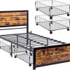 LUSPAZ Full Size Wood Platform Bed Frame with Storage and Drawers 3