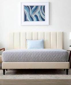 Lucid Twin Bedframe Upholstered Platform Bed Easy Assembly Pearl Color