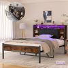VECELO Twin Metal Platform Bed Frame with Headboard in Sky Blue 3