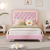 Twin Size Velvet Platform Bed Frame with Bear Headboard and Storage 3