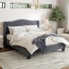 Full Bed Frame with Bookcase Headboard and Storage Drawers Dark Oak 4