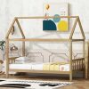 Twin Size Montessori House Bed Frame for Kids, Wooden Slats Design
