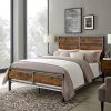 Mid Century King Size Platform Bed with Headboard and Wood Slats 4
