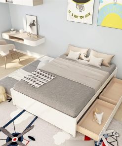 Harper Bright Designs White Full Bed with Trundle and Drawers