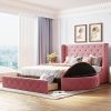 Upholstered Daybed with Trundle and Safety Fence in Grey Color 3