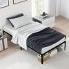 King Size Bed Frame with Headboard Drawers RGB LED Lights Dark Gray 4