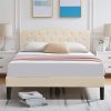VECELO Queen Bed Frame Upholstered Platform with Adjustable Headboard