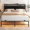 Homieasy Queen Bed Frame with LED Lights and Charging Station
