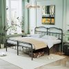 Queen Metal Bed Frame with Headboard and Footboard in Grey Silver 3