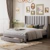 Wood Twin Bed Frame for Kids with Hollow Design Headboard and Footboard 3