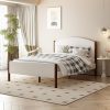 Queen Wood Platform Bed Frame with Tufted Upholstered Headboard
