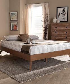 Baxton Studio Lissette Mid-Century Walnut Queen Platform Bed Frame 2