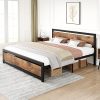 Queen Metal Platform Bed Frame with Heavy Duty Steel Slats Black 3